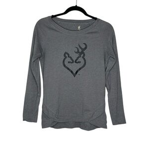 BROWNING Camillia Gray with Black long sleeve raglan shirt size Small